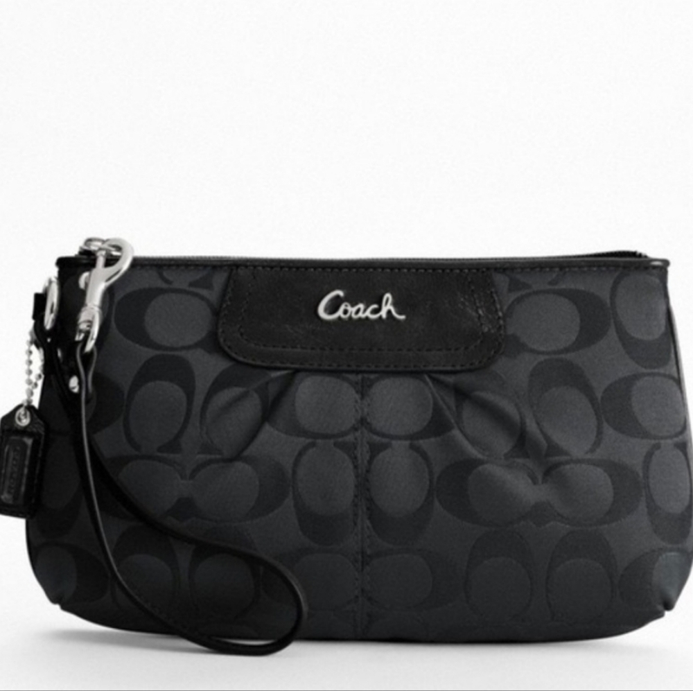 Coach Black Classic Wristlet - 8" L, 5" H, 2" D